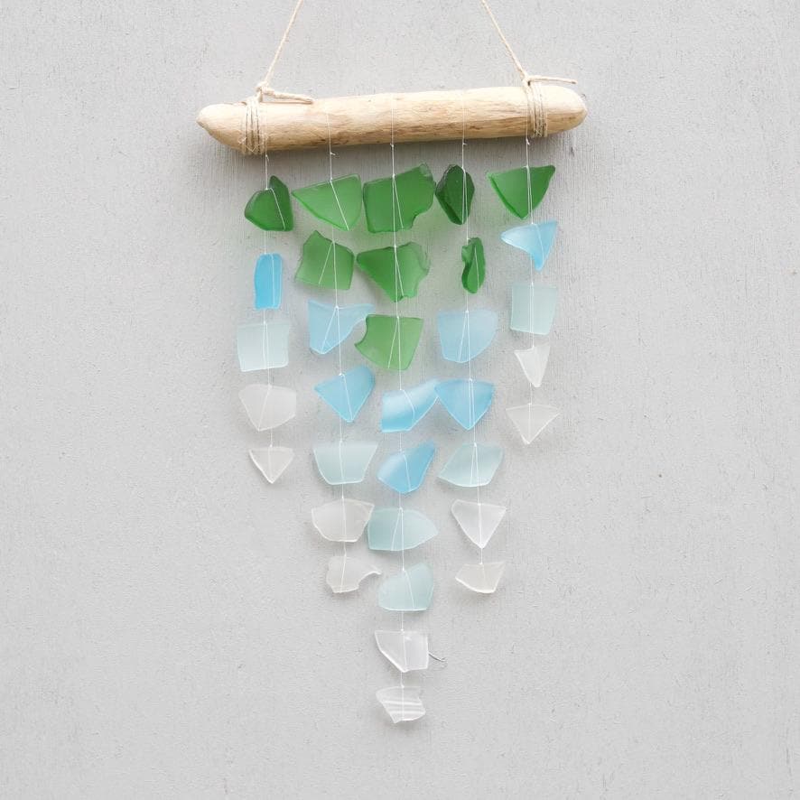 Sea Glass Mobile: Driftwood Banner, Tumbled Glass Tapestry