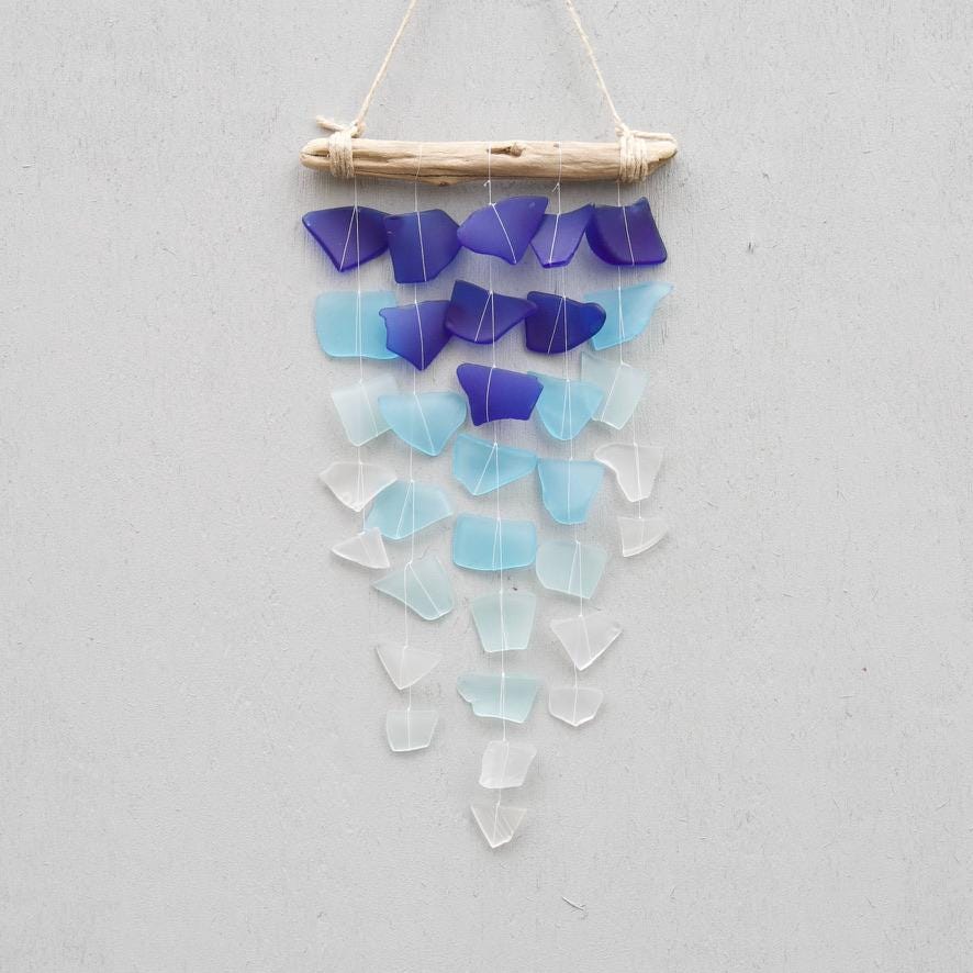 Sea Glass Mobile: Driftwood Banner, Tumbled Glass Tapestry