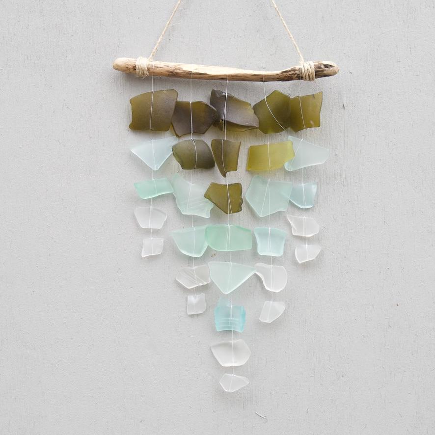 Sea Glass Mobile: Driftwood Banner, Tumbled Glass Tapestry