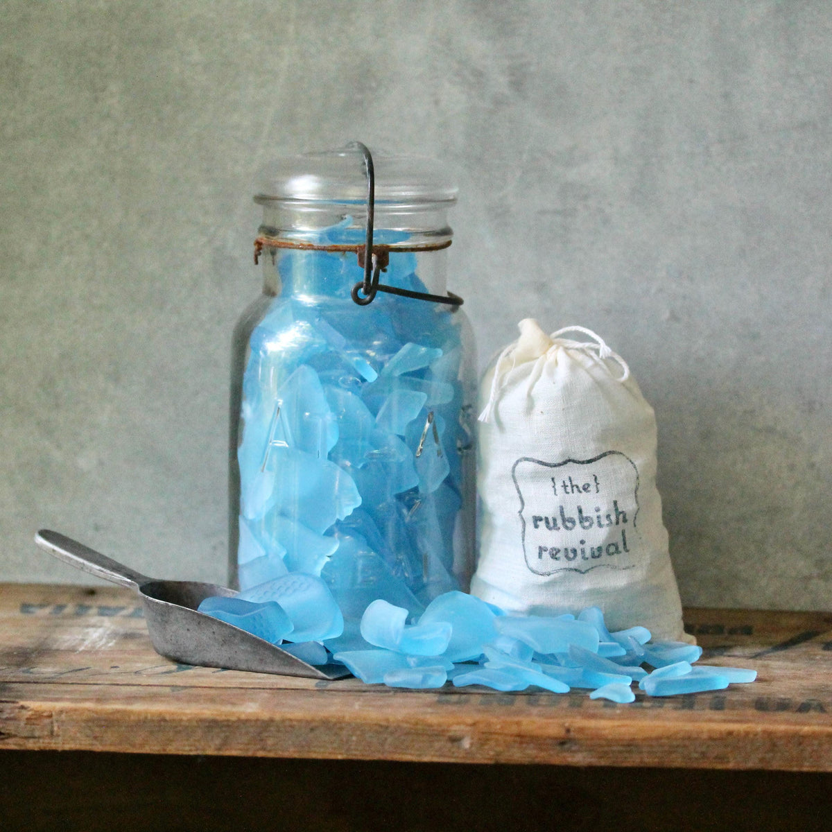 Aqua Sea Glass: Recycled Craft Supplies, Coastal Decor (13oz Bag)