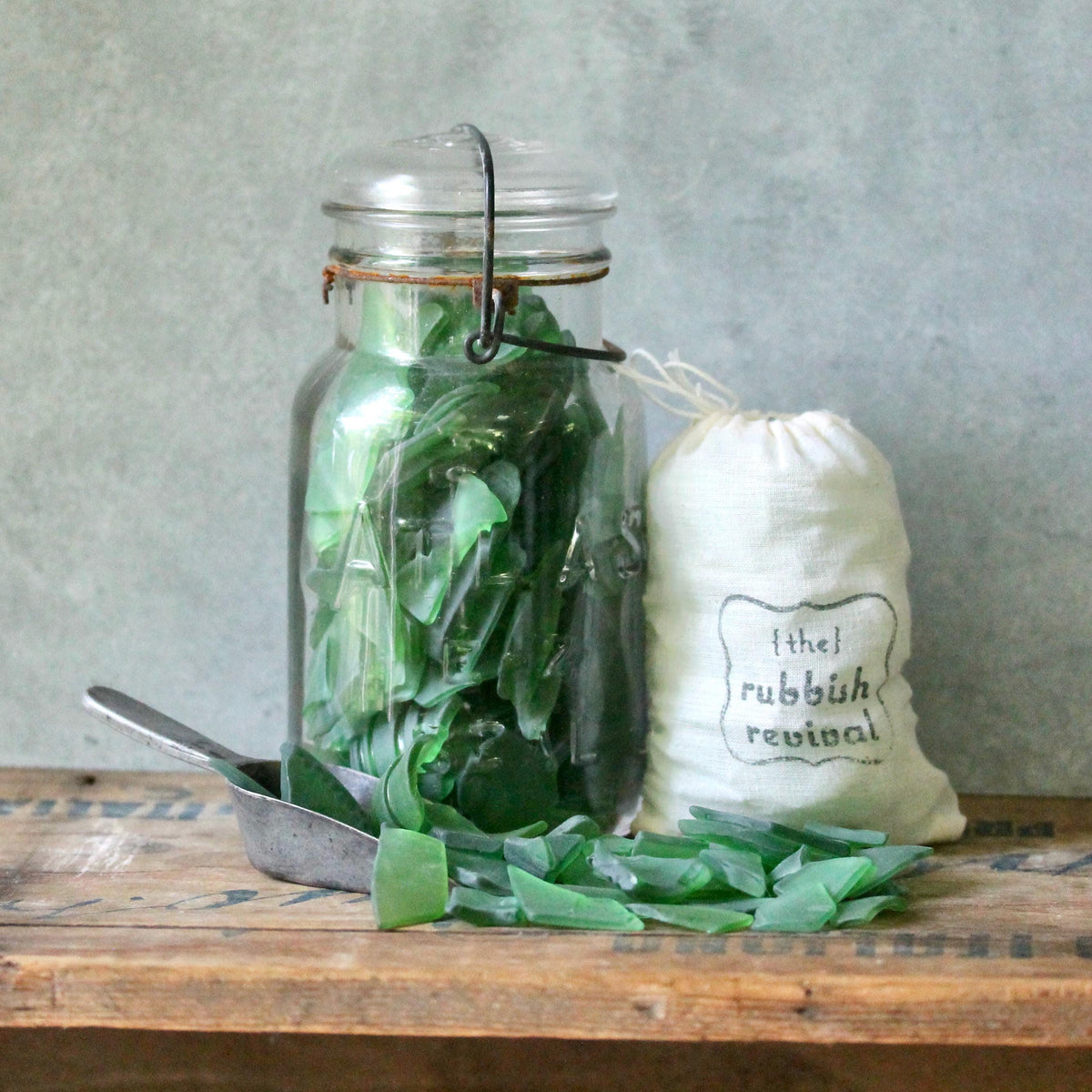 Green Recycled Sea Glass: 13oz Bag for Crafts & Coastal Decor