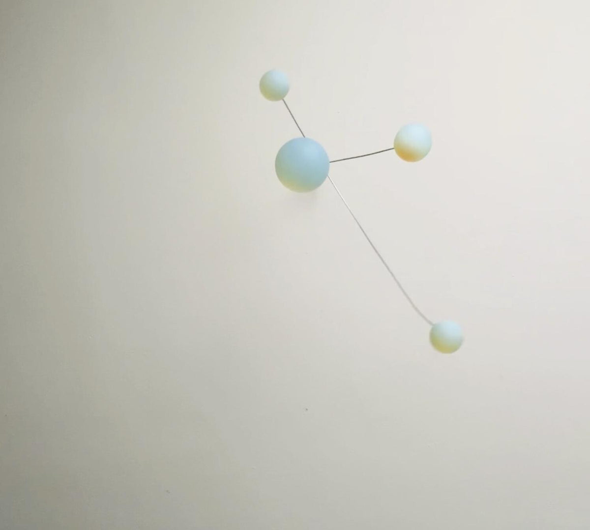 Opalite Glass & Brass Mobile: Handmade Kinetic Sculpture (22” x 14”)