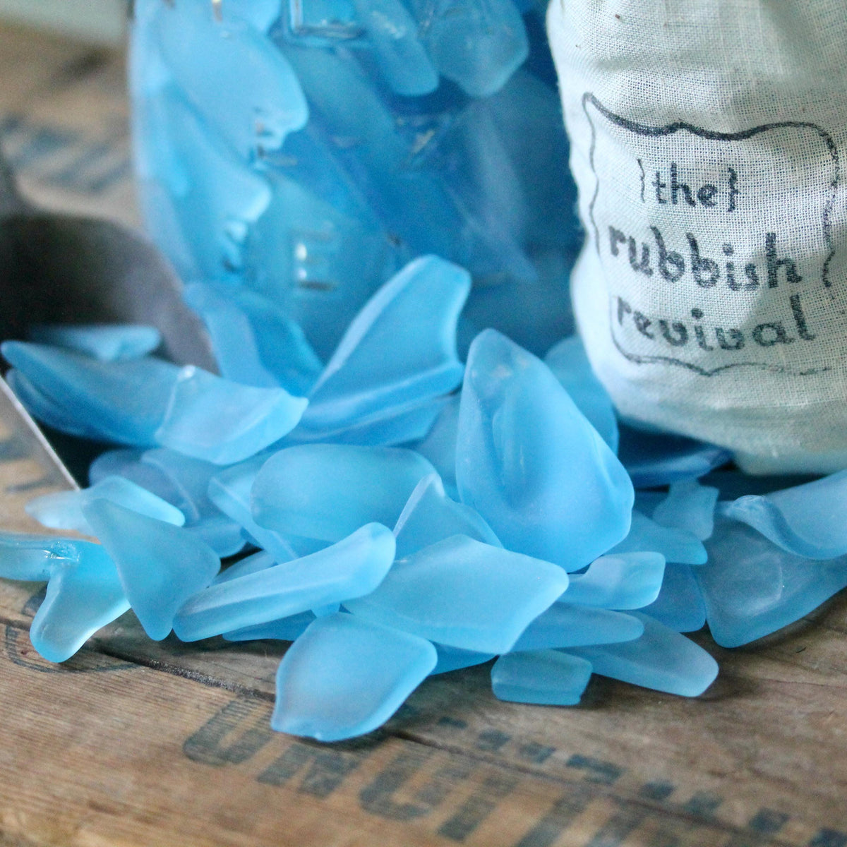 Aqua Sea Glass: Recycled Craft Supplies, Coastal Decor (13oz Bag)