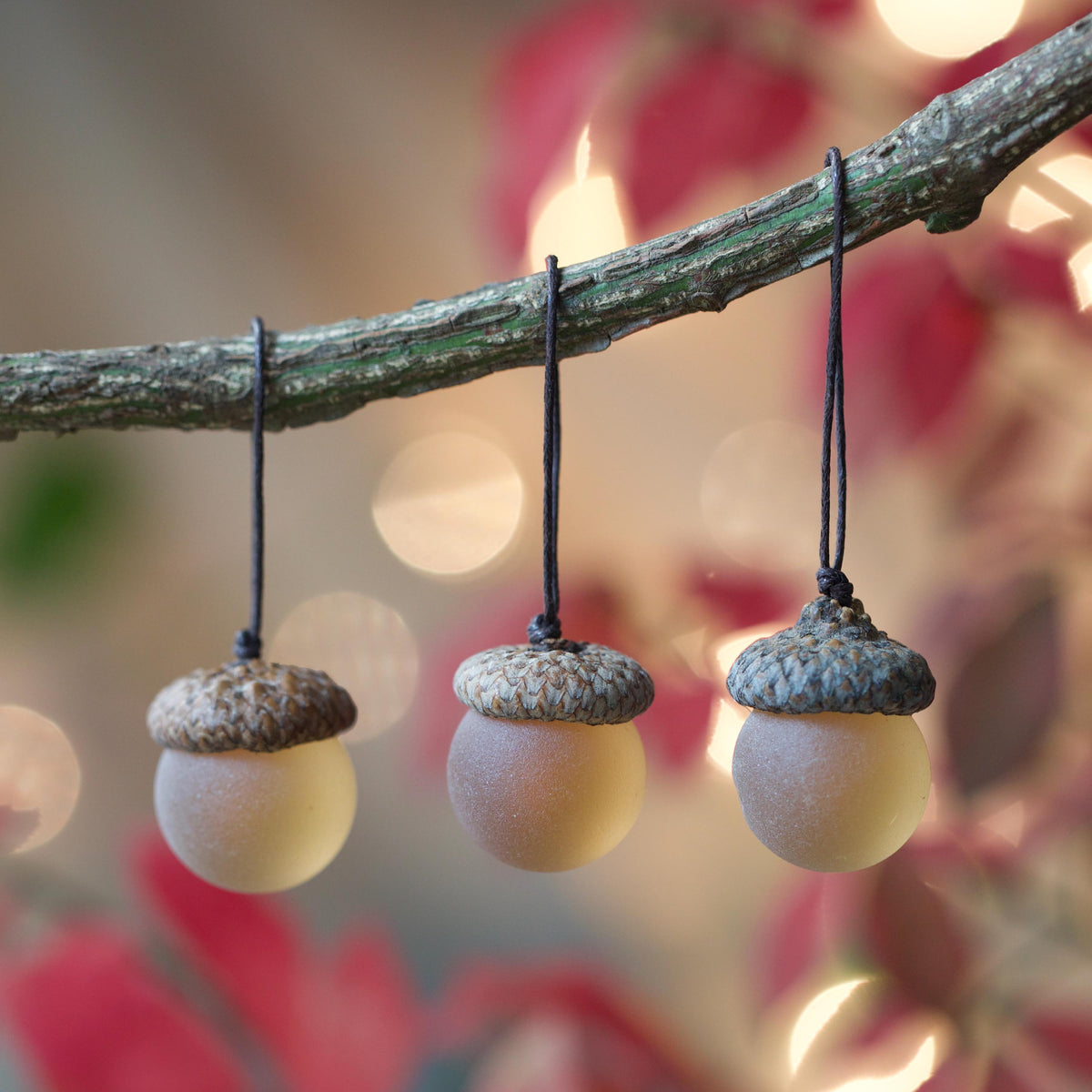 Handmade Sea Glass Acorns: NATURAL Cap Decorative Ornaments