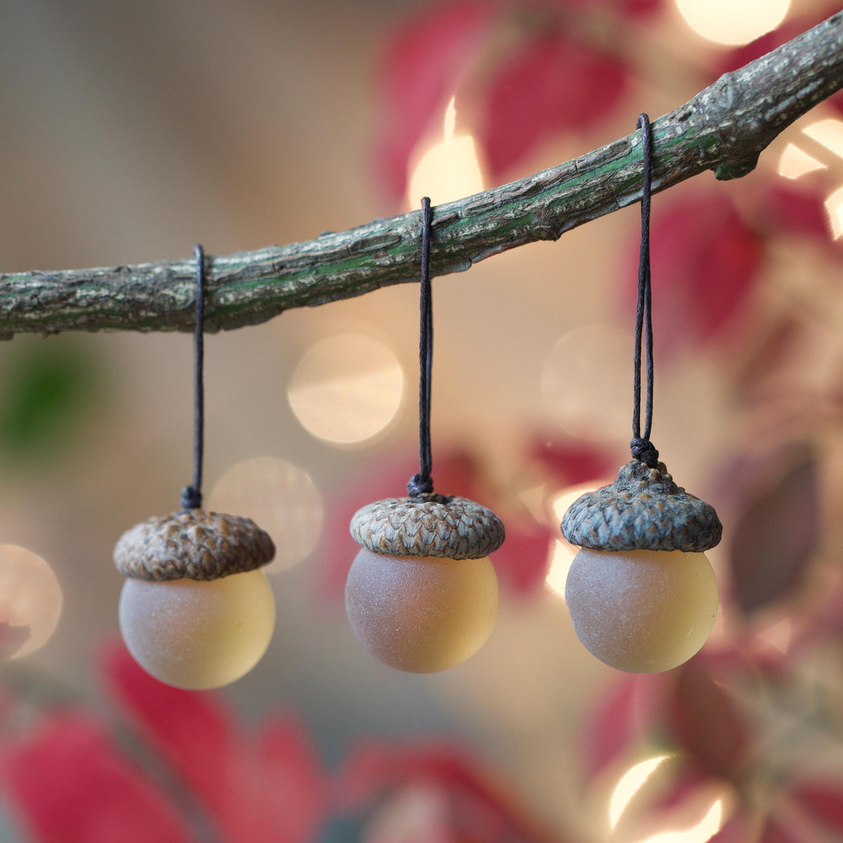Handmade Sea Glass Acorns: NATURAL Cap Decorative Ornaments