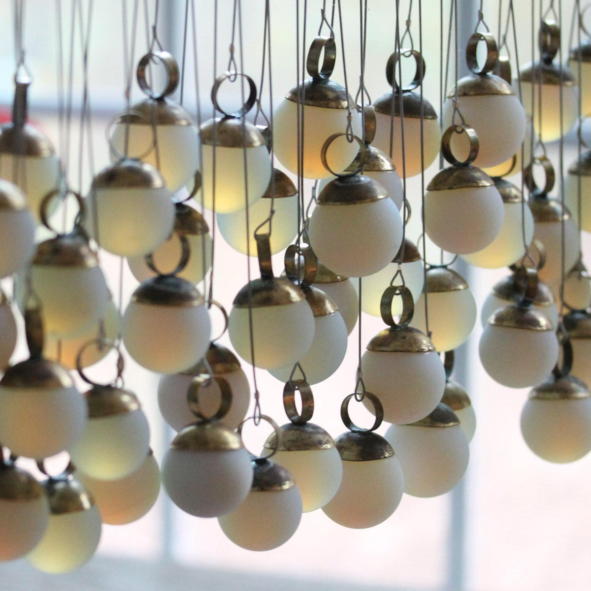 Opalite and Brass Wall Hanging | Handmade Glass Tapestry | Modern Boho Wall Art