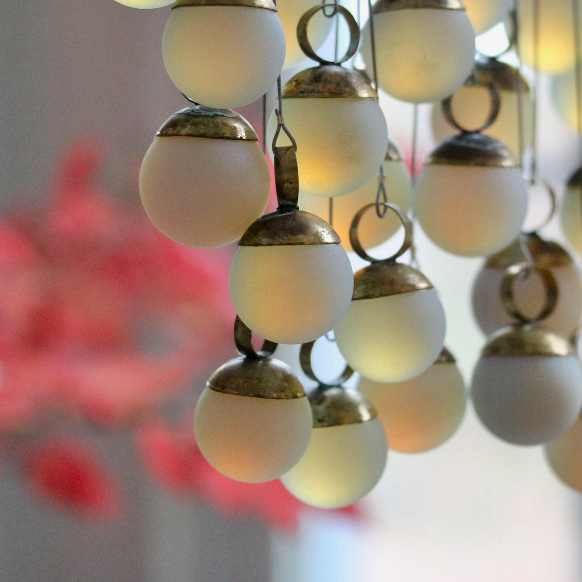 Opalite and Brass Wall Hanging | Handmade Glass Tapestry | Modern Boho Wall Art