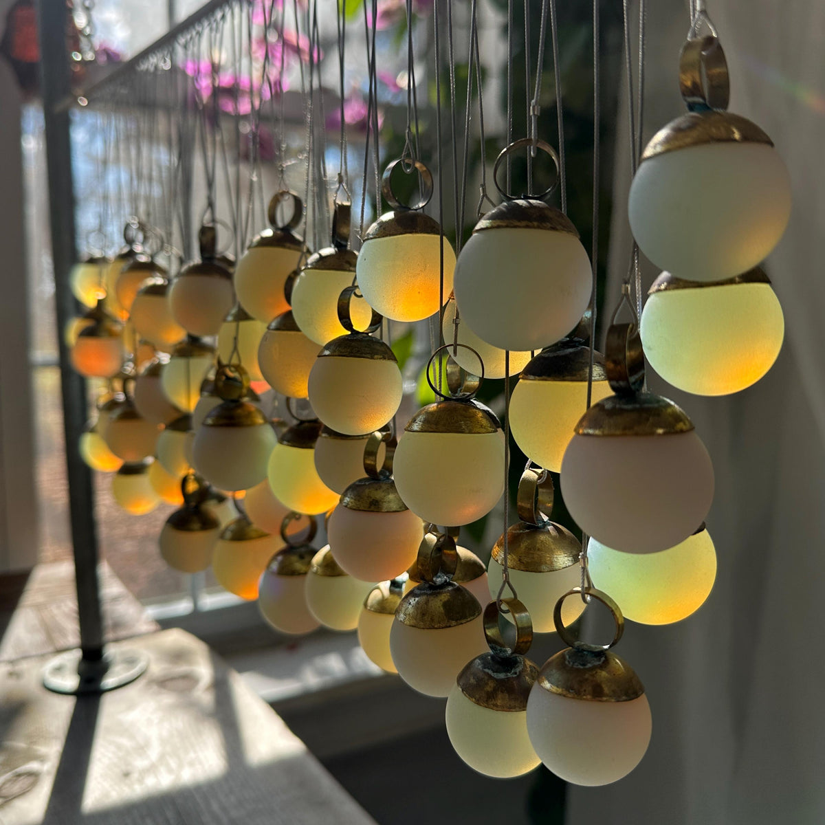 Opalite and Brass Wall Hanging | Handmade Glass Tapestry | Modern Boho Wall Art