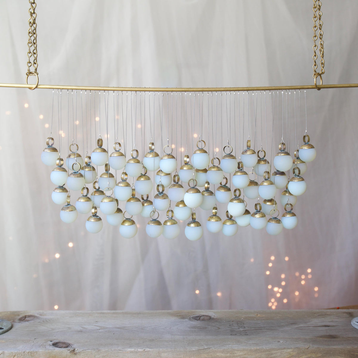 Opalite and Brass Wall Hanging | Handmade Glass Tapestry | Modern Boho Wall Art