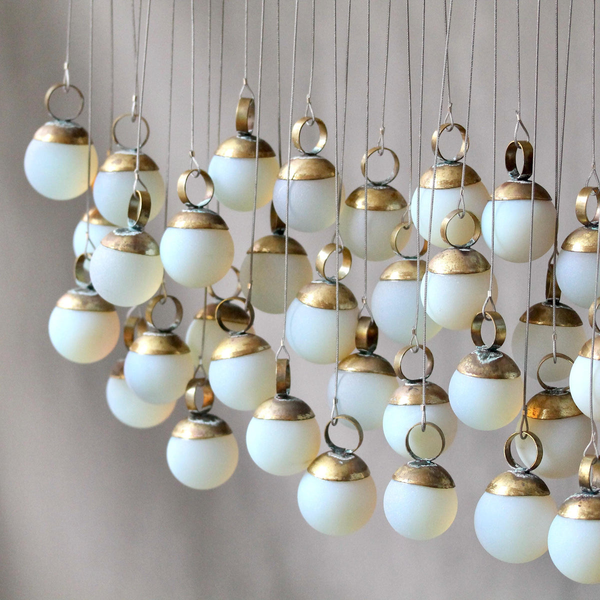 Opalite and Brass Wall Hanging | Handmade Glass Tapestry | Modern Boho Wall Art