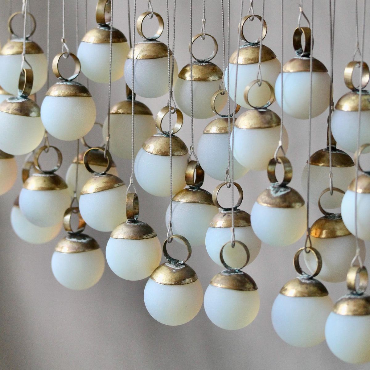 Opalite and Brass Wall Hanging | Handmade Glass Tapestry | Modern Boho Wall Art