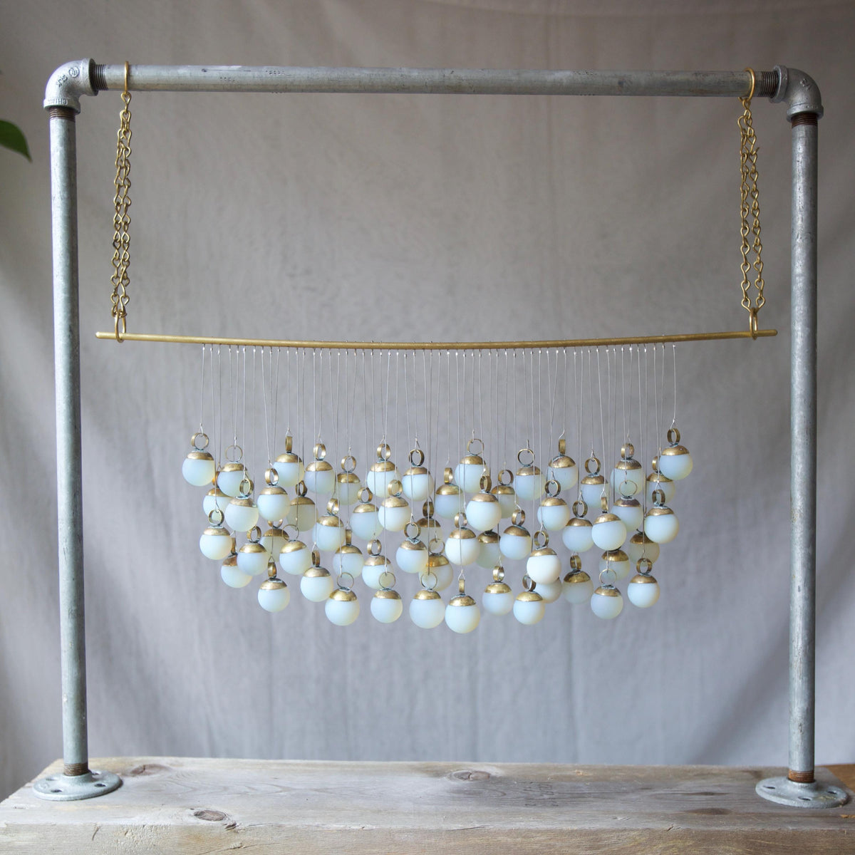 Opalite and Brass Wall Hanging | Handmade Glass Tapestry | Modern Boho Wall Art