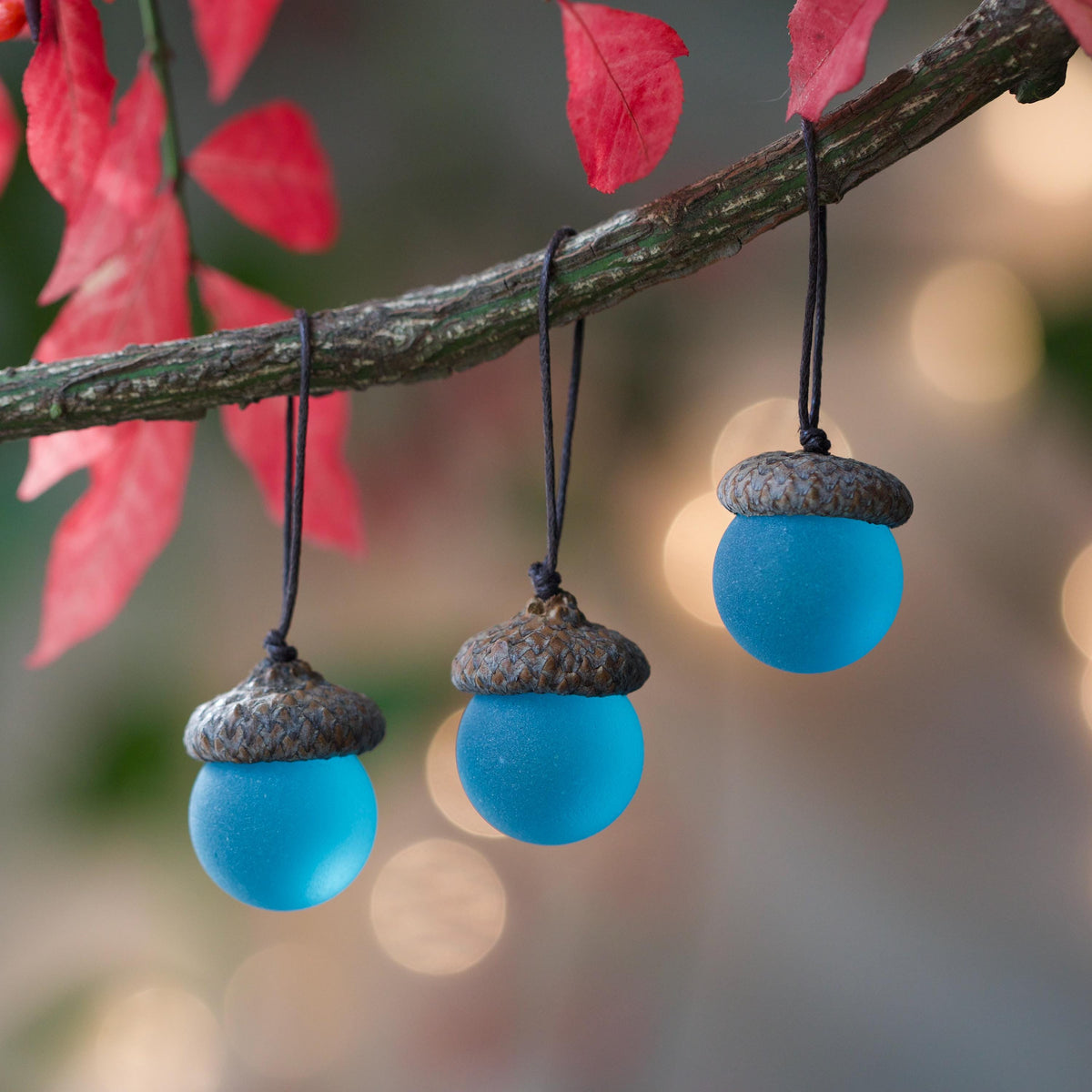 Handmade Sea Glass Acorns: NATURAL Cap Decorative Ornaments