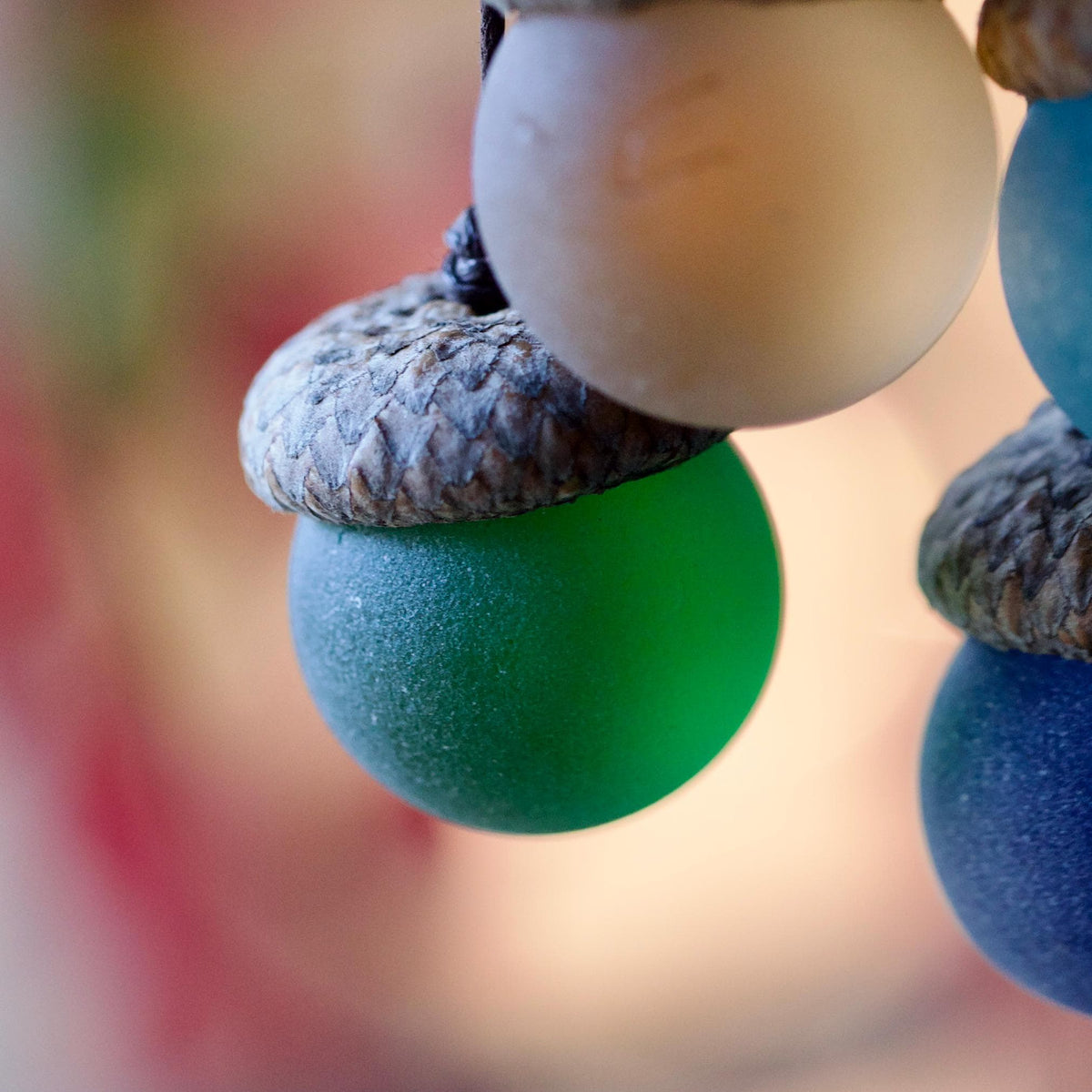 Handmade Sea Glass Acorns: NATURAL Cap Decorative Ornaments