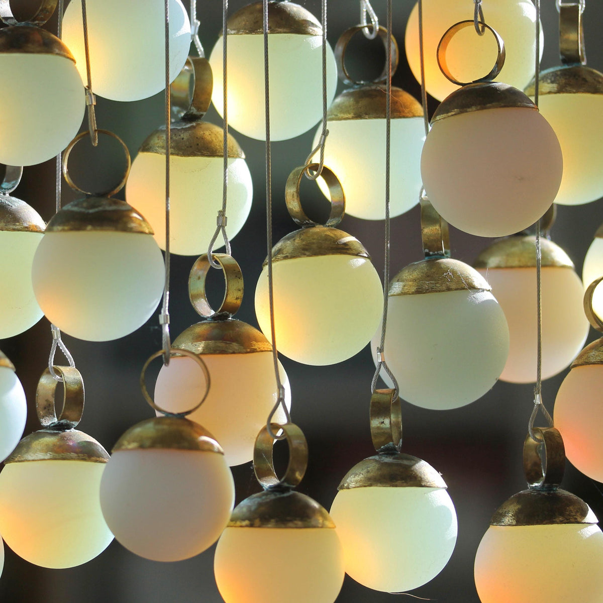 Opalite and Brass Wall Hanging | Handmade Glass Tapestry | Modern Boho Wall Art