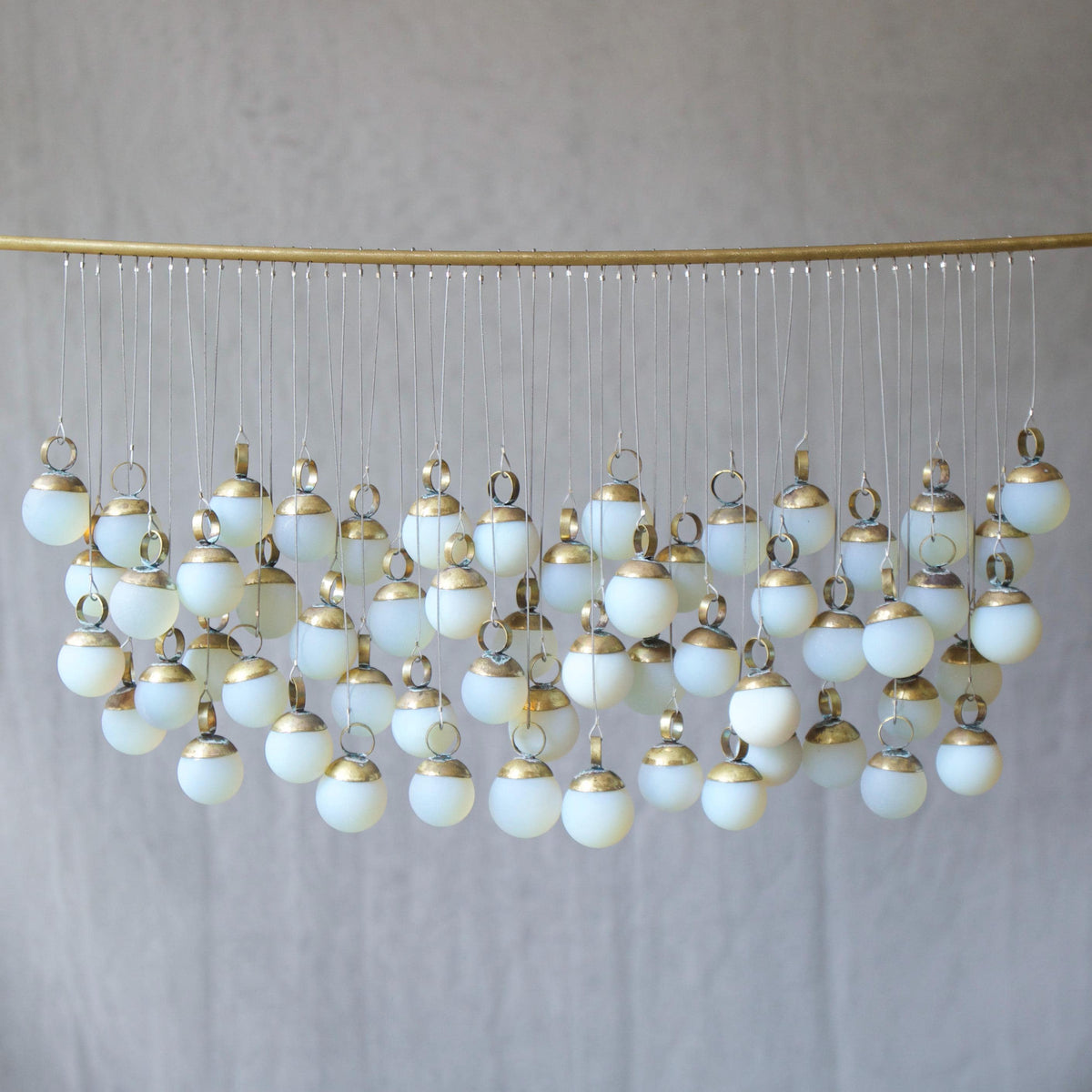 Opalite and Brass Wall Hanging | Handmade Glass Tapestry | Modern Boho Wall Art