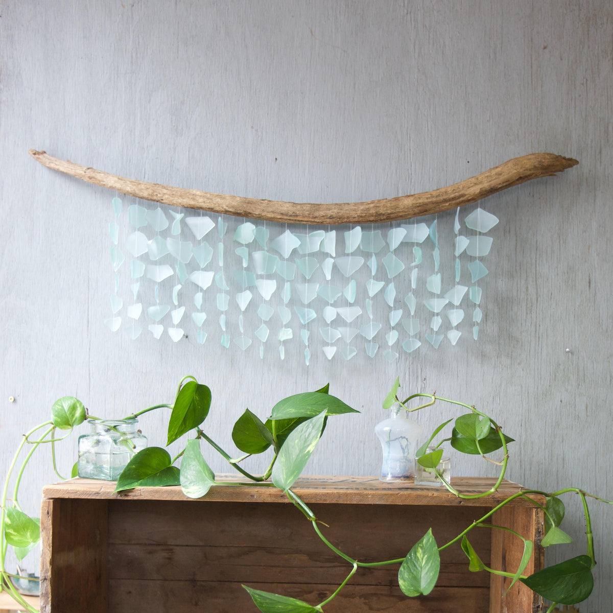 Sea Glass & Driftwood Mobile - Solid Seafoam Wave (01.17.26)