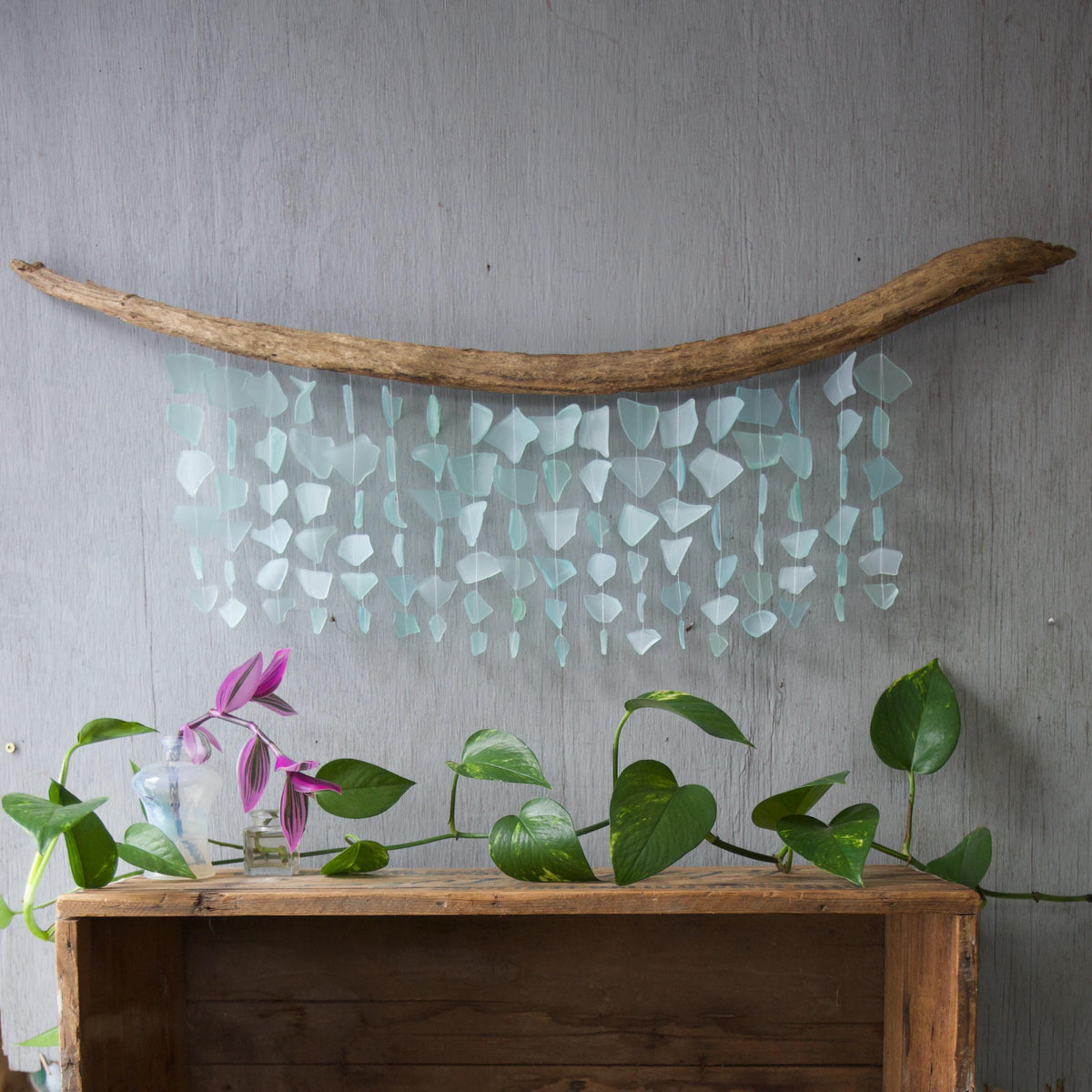 Sea Glass & Driftwood Mobile - Solid Seafoam Wave (01.17.26)