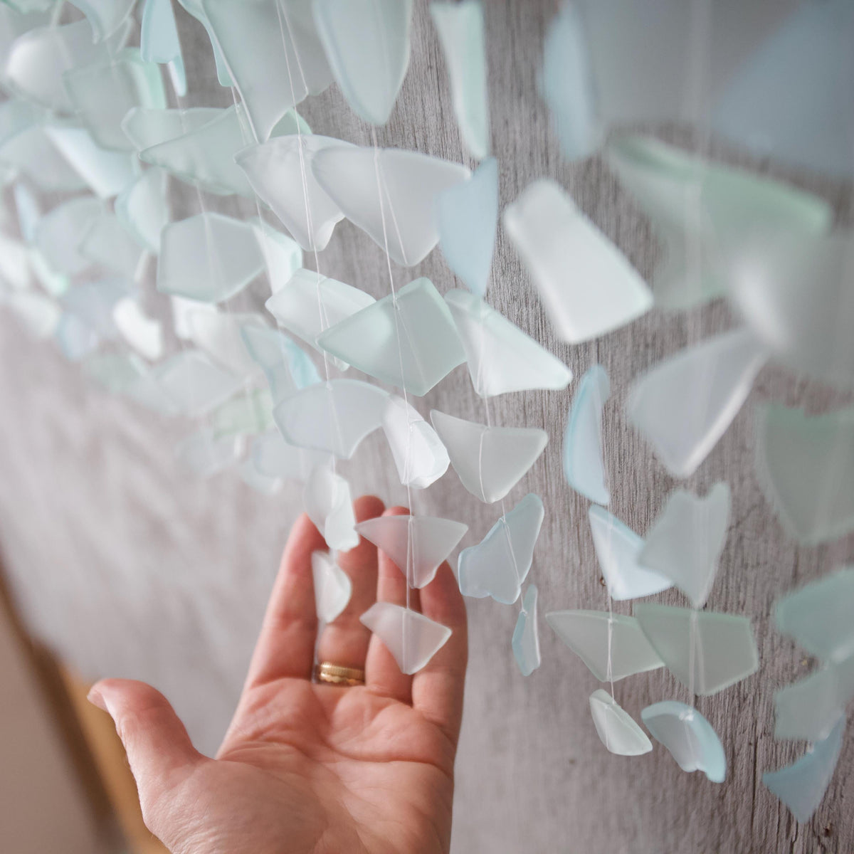 Sea Glass & Driftwood Mobile - Solid Seafoam Wave (01.17.26)