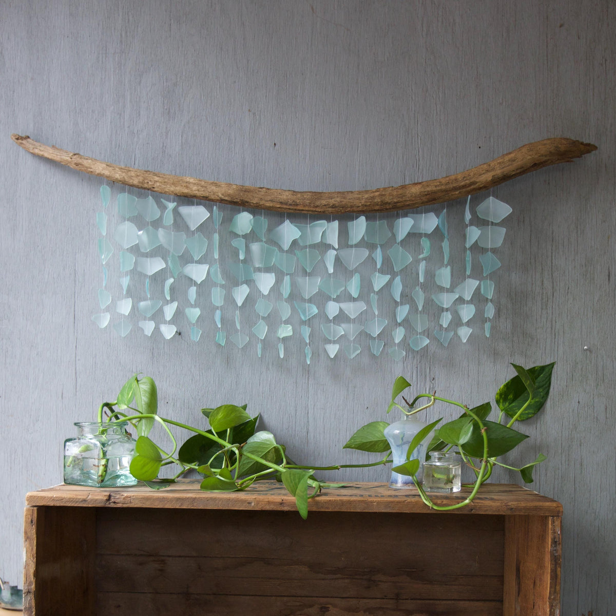 Sea Glass & Driftwood Mobile - Solid Seafoam Wave (01.17.26)