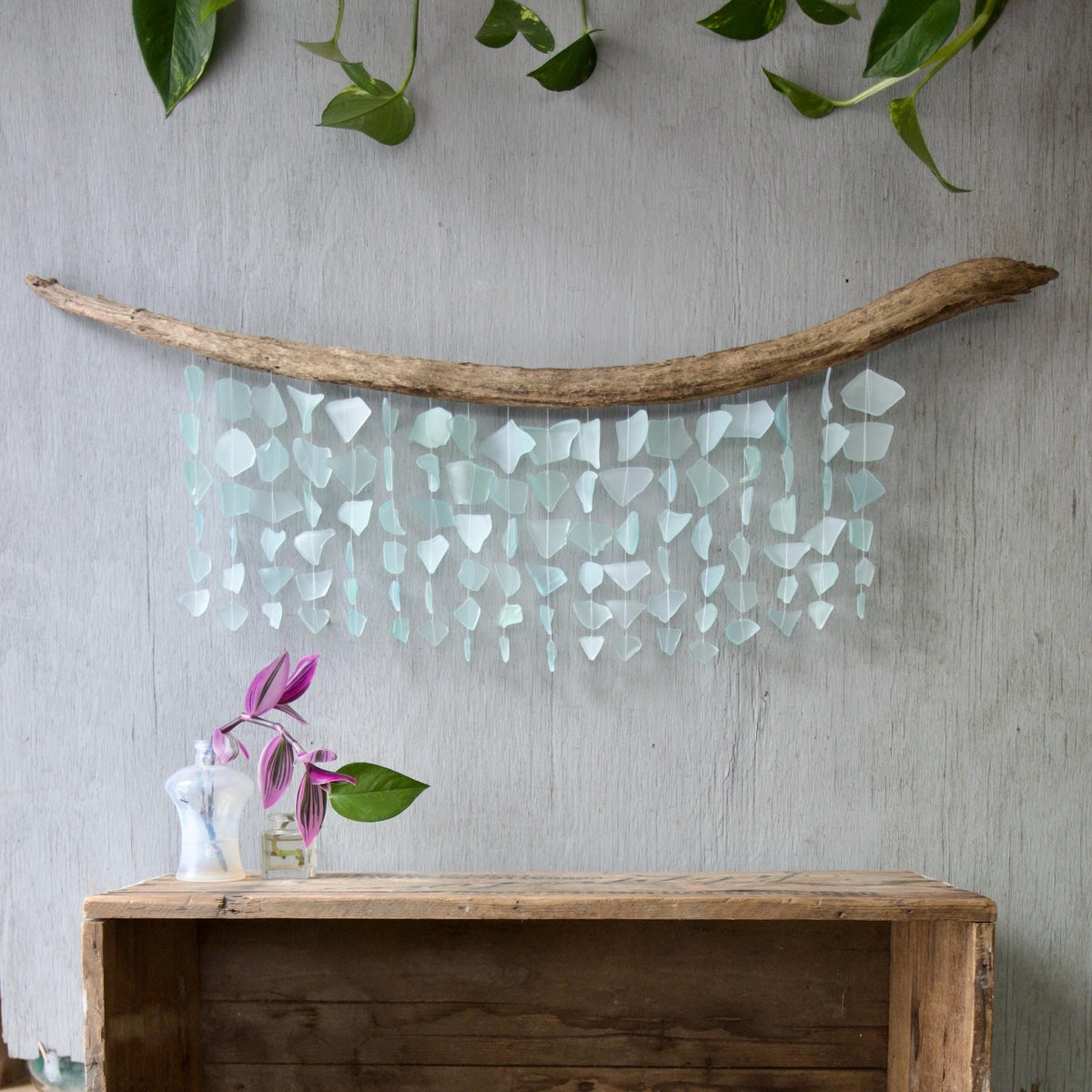 Sea Glass & Driftwood Mobile - Solid Seafoam Wave (01.17.26)