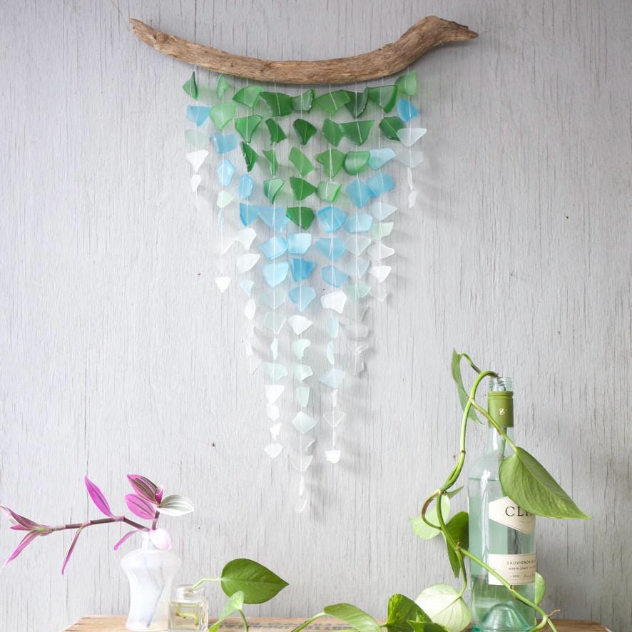 Sea Glass & Driftwood Wall Hanging - Ocean Ombré (01.19.26)