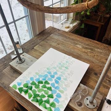 Sea Glass & Driftwood Wall Hanging - Ocean Ombré (01.19.26)