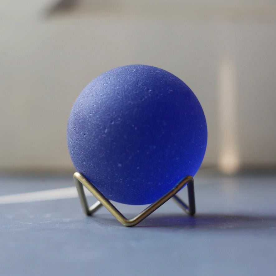 Twilight - Seaglass Ball with Driftwood or Geometric Metal Stand