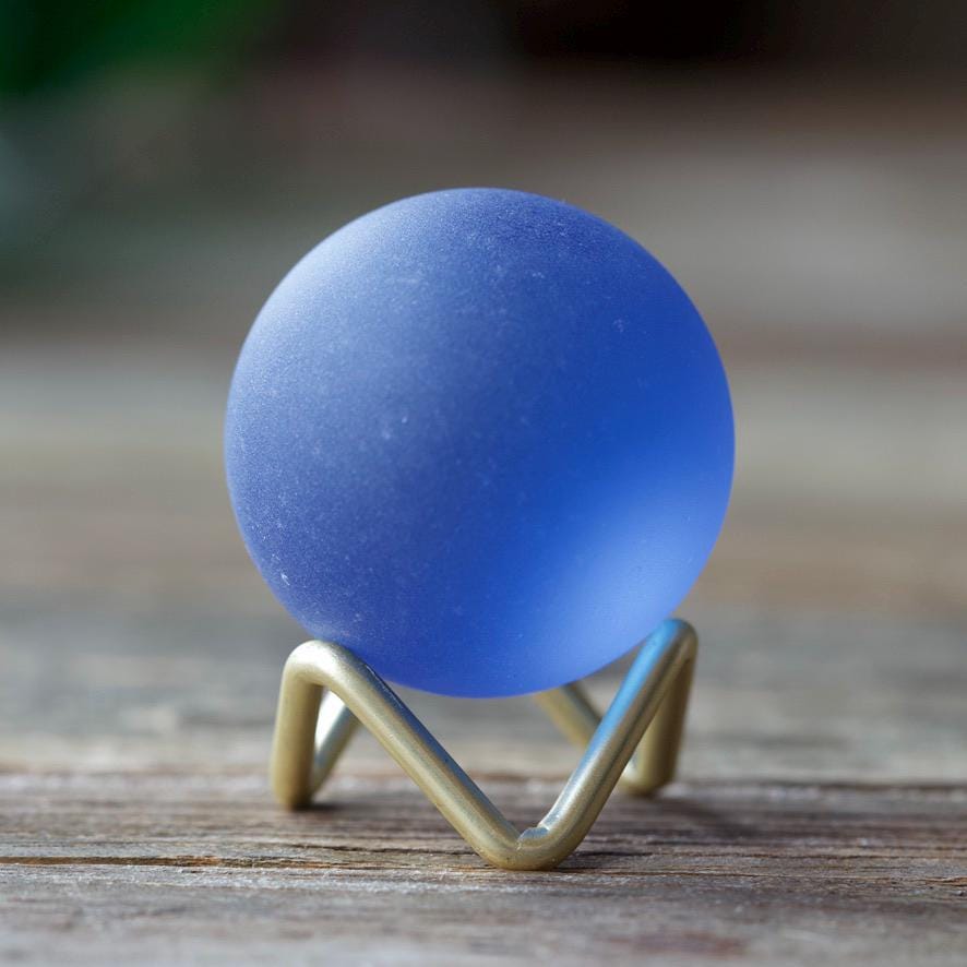 Twilight - Seaglass Ball with Driftwood or Geometric Metal Stand