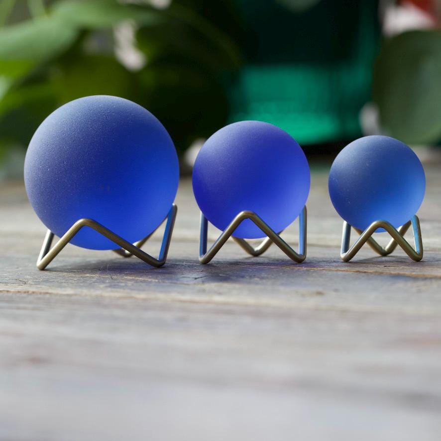 Twilight - Seaglass Ball with Driftwood or Geometric Metal Stand