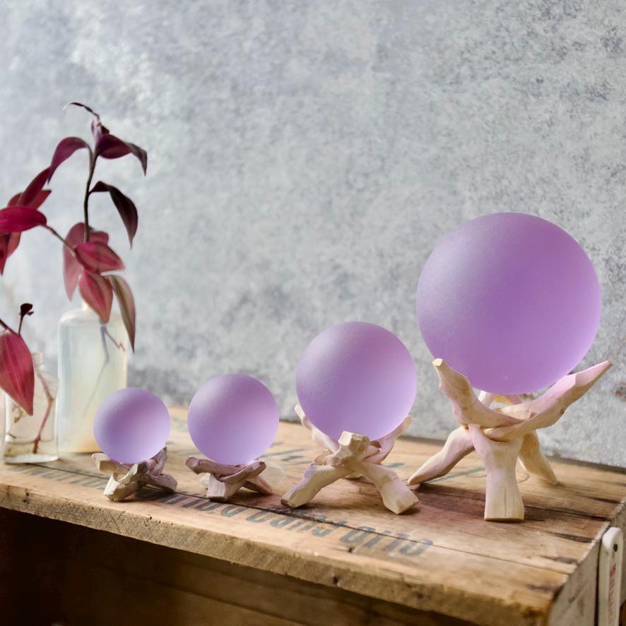 Purple - Seaglass Ball with Metal Stand