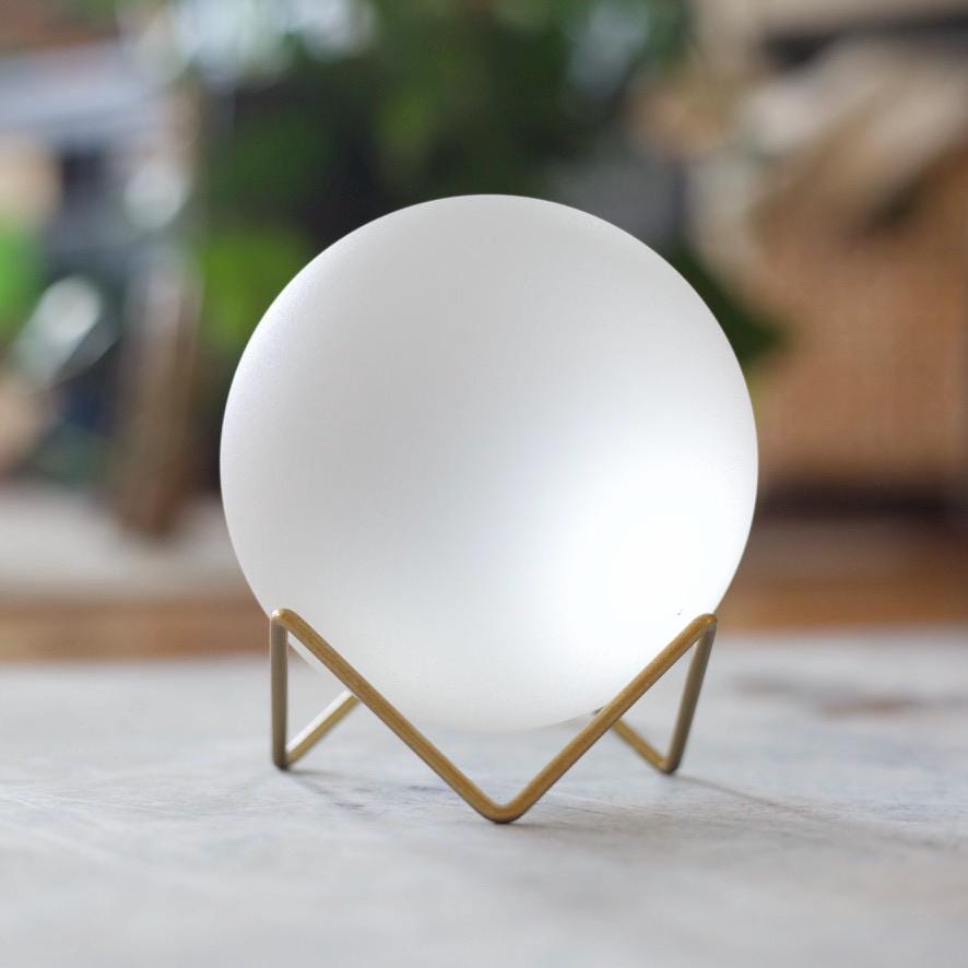 White - Seaglass Ball with Driftwood or Geometric Metal Stand