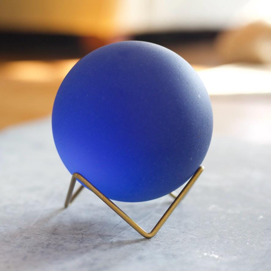 Twilight - Seaglass Ball with Driftwood or Geometric Metal Stand