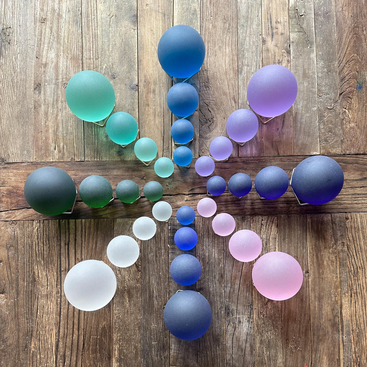 Purple - Seaglass Ball with Metal Stand