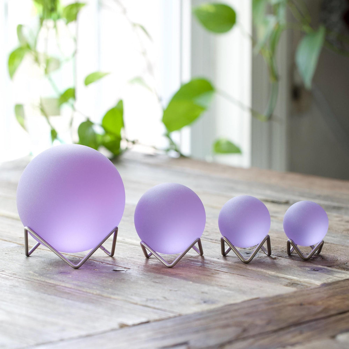 Purple - Seaglass Ball with Metal Stand