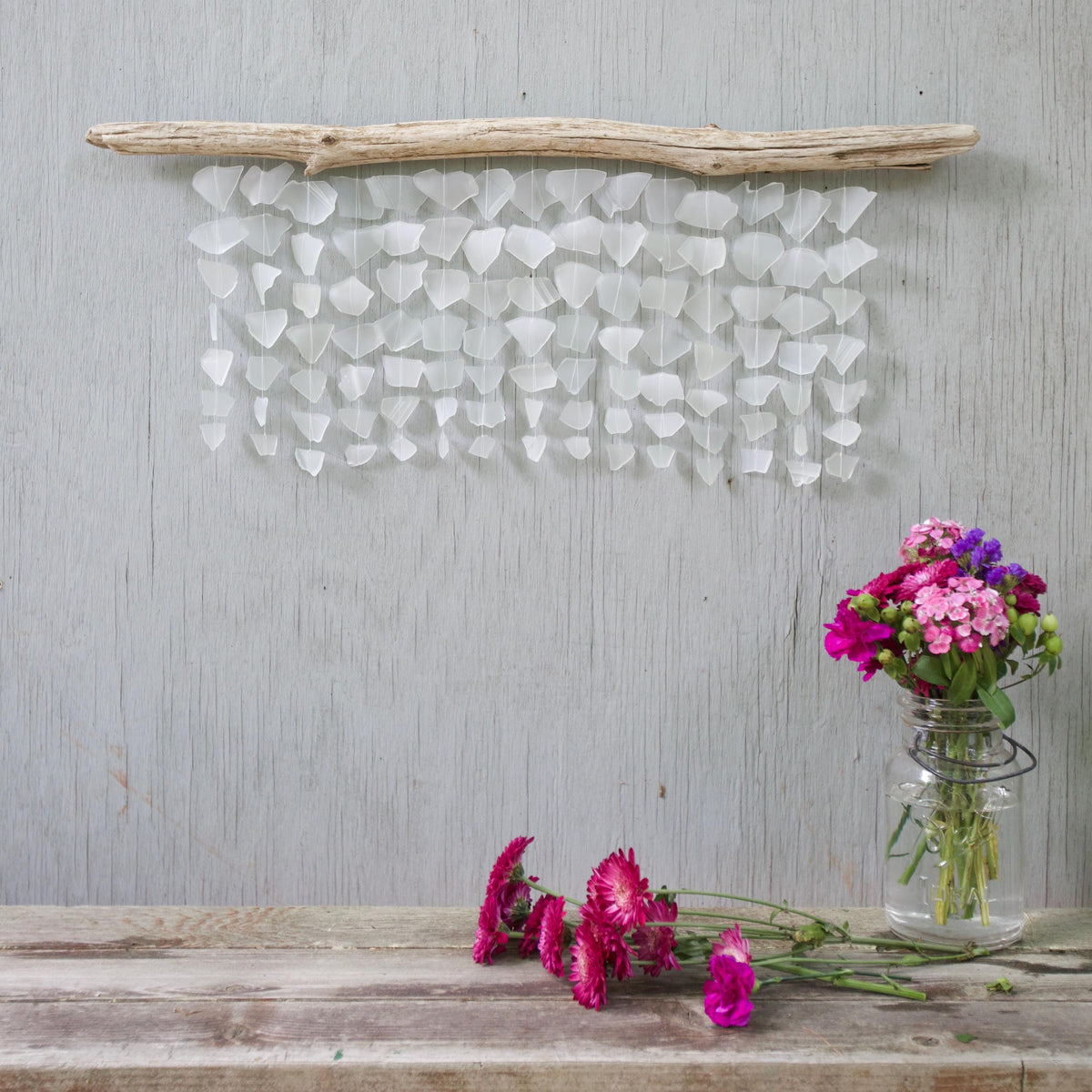 Sea Glass & Driftwood Mobile - Solid White Wave (06.16.26)