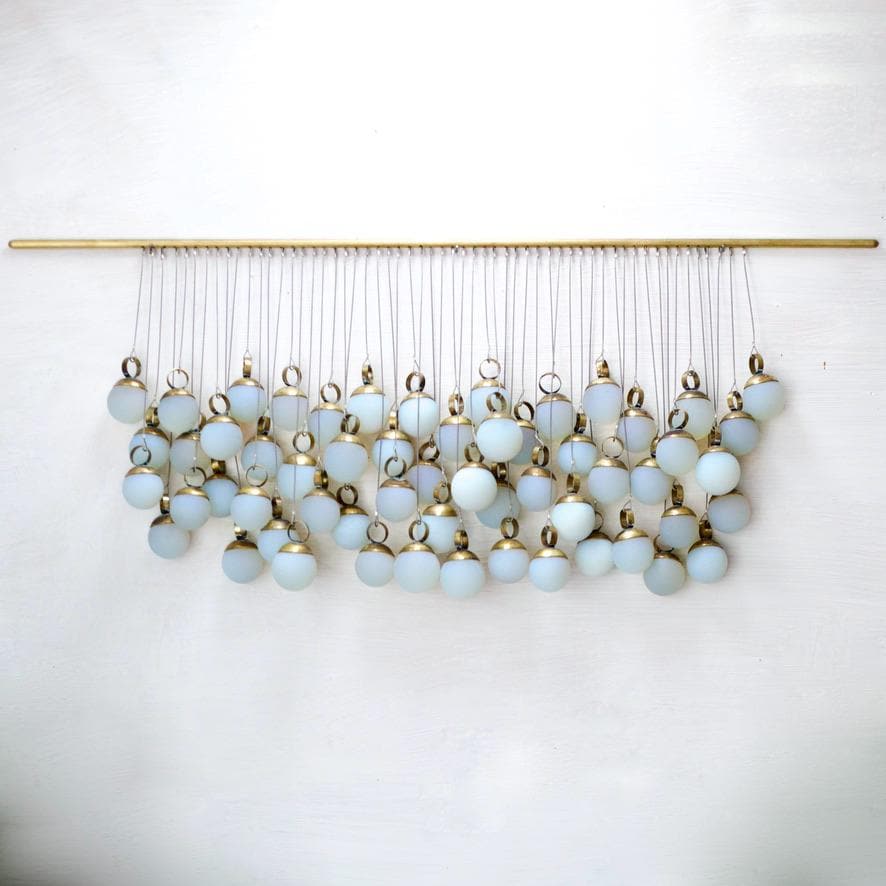 Opalite and Brass Wall Hanging | Handmade Glass Tapestry | Modern Boho Wall Art