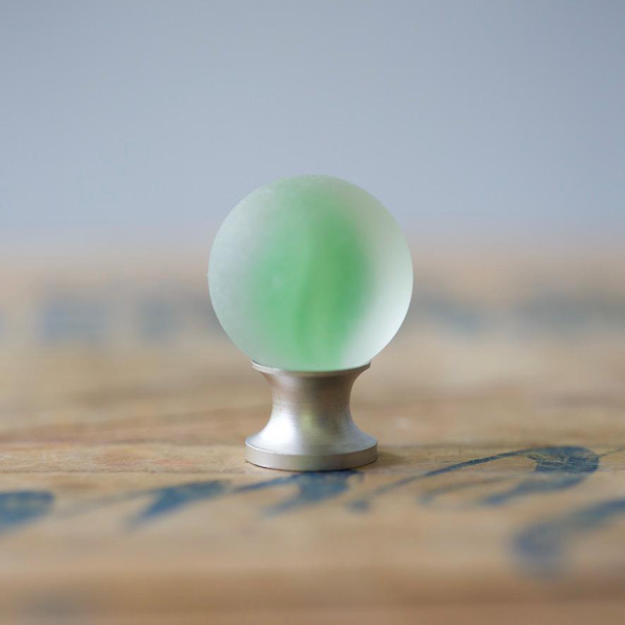 Sea Glass Drawer Knob - Green Swirl Marble