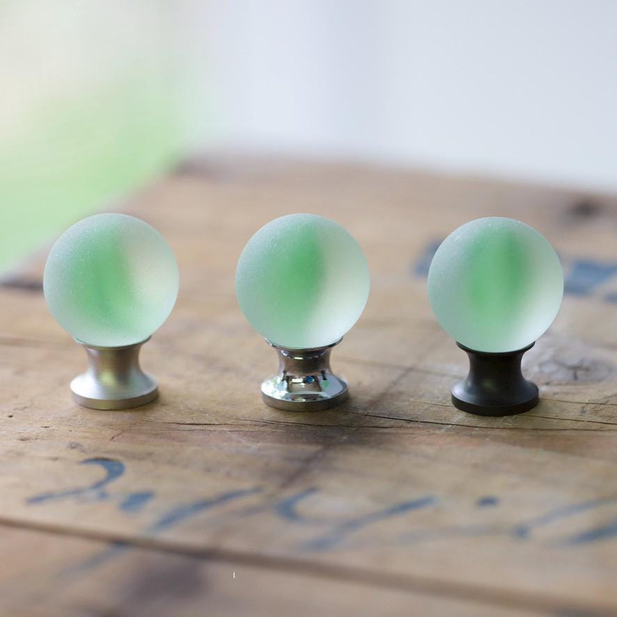 Sea Glass Drawer Knob - Green Swirl Marble