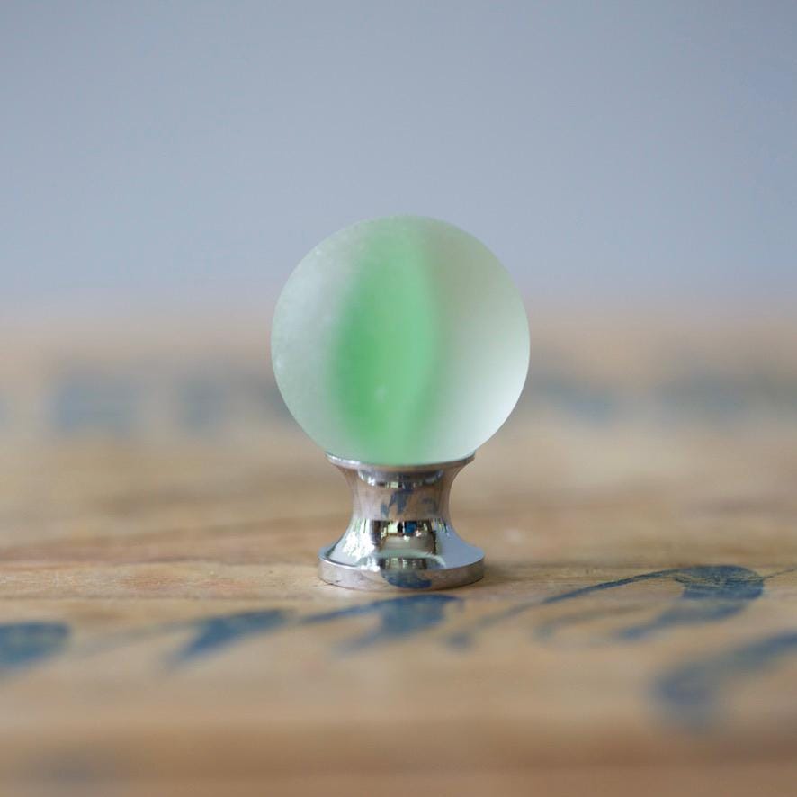 Sea Glass Drawer Knob - Green Swirl Marble