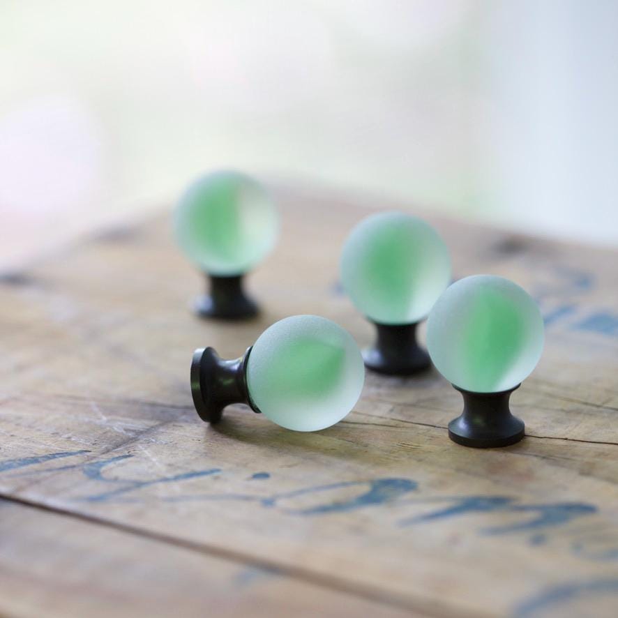 Sea Glass Drawer Knob - Green Swirl Marble
