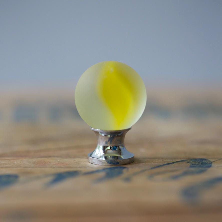 Sea Glass Drawer Knob - Yellow Swirl Marble