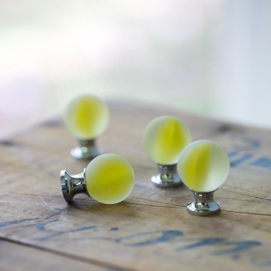 Sea Glass Drawer Knob - Yellow Swirl Marble