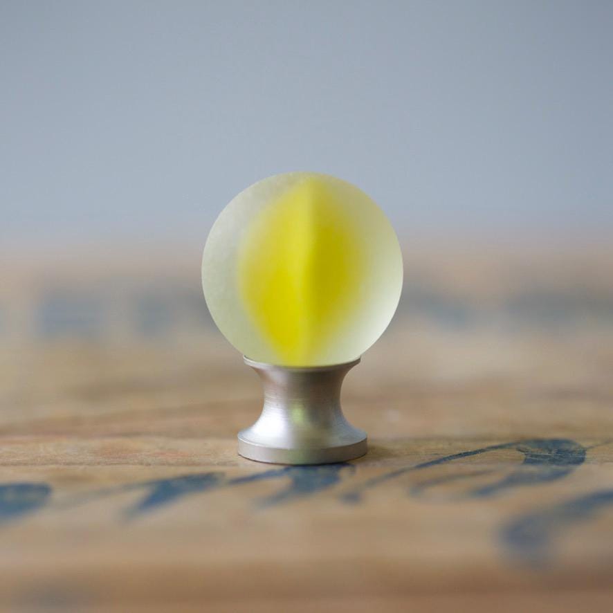Sea Glass Drawer Knob - Yellow Swirl Marble
