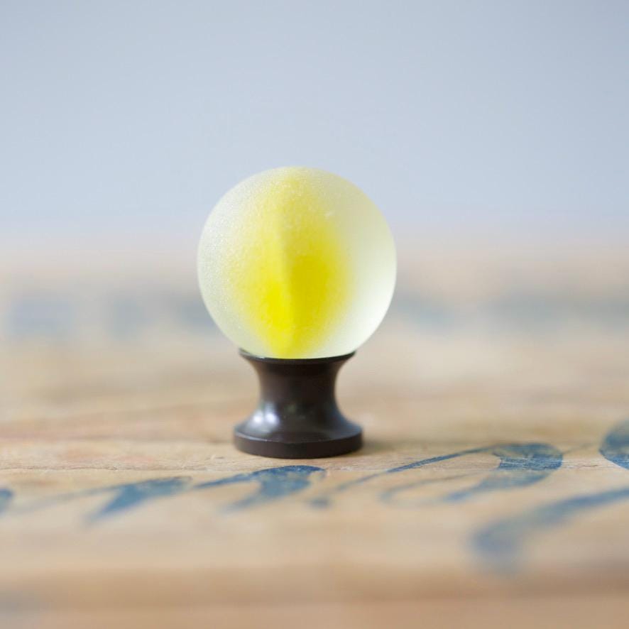 Sea Glass Drawer Knob - Yellow Swirl Marble