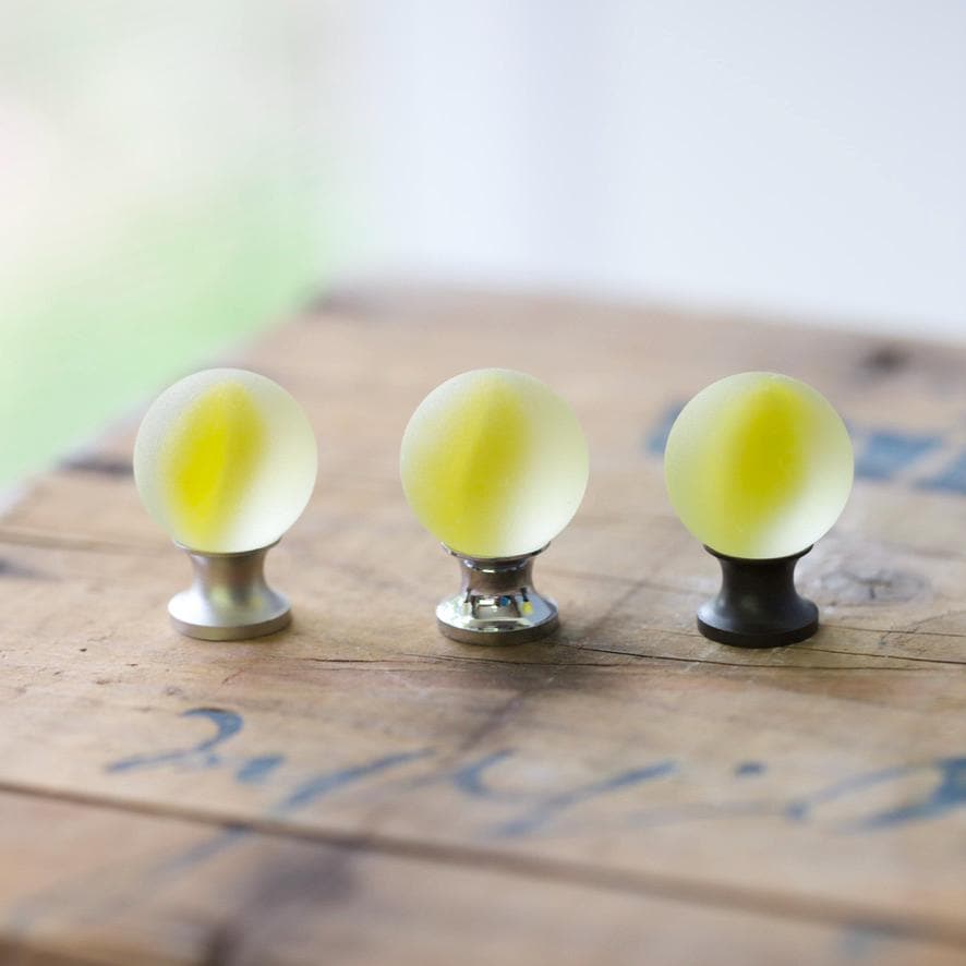 Sea Glass Drawer Knob - Yellow Swirl Marble
