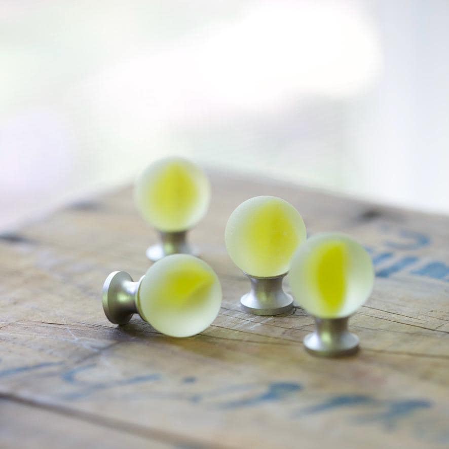 Sea Glass Drawer Knob - Yellow Swirl Marble