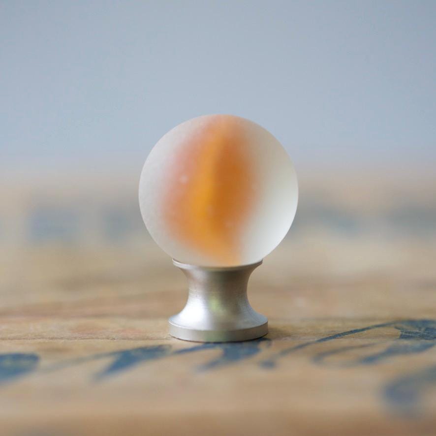 Sea Glass Drawer Knob - Orange Swirl Marble