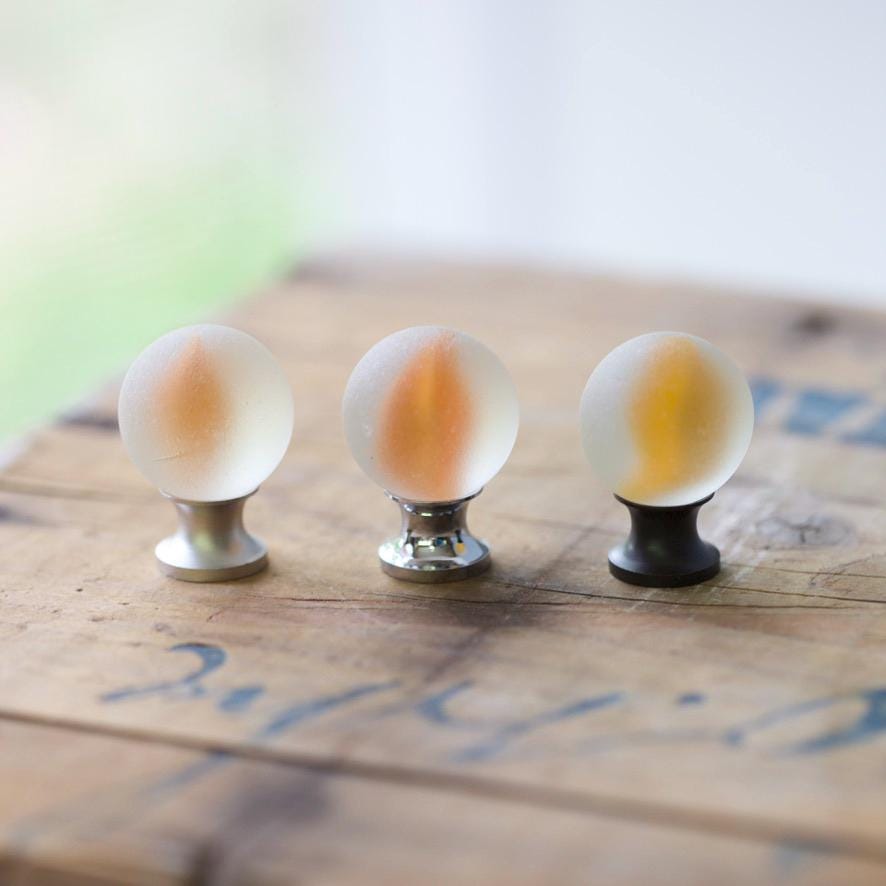 Sea Glass Drawer Knob - Orange Swirl Marble