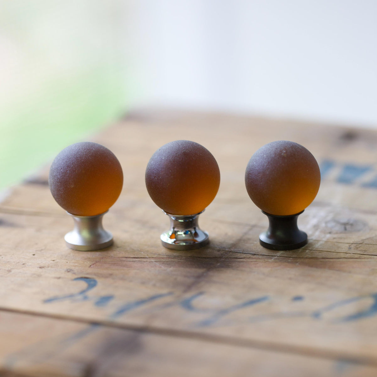Sea Glass Drawer Knob - Deep Amber